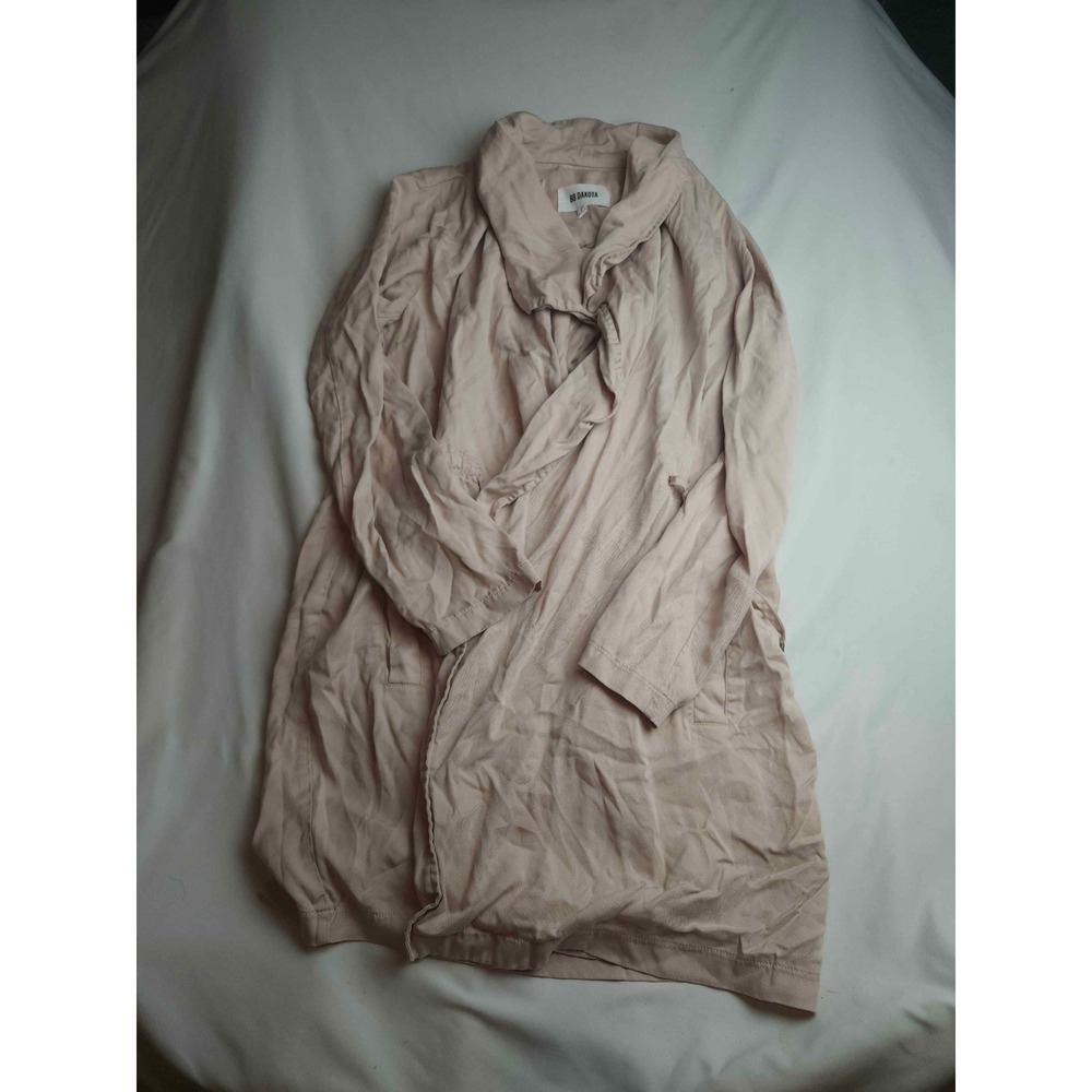 BB Dakota Drape Front Trench Coat Blush Pink Lyocell Jacket Womens Large